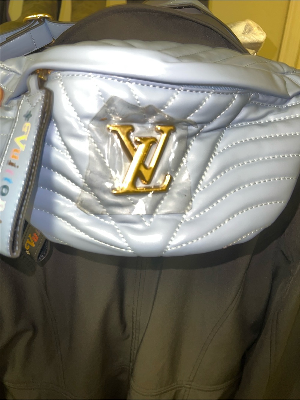 Light Blue, Black or Pink Quilted Belt Bag with Gold Hardware
